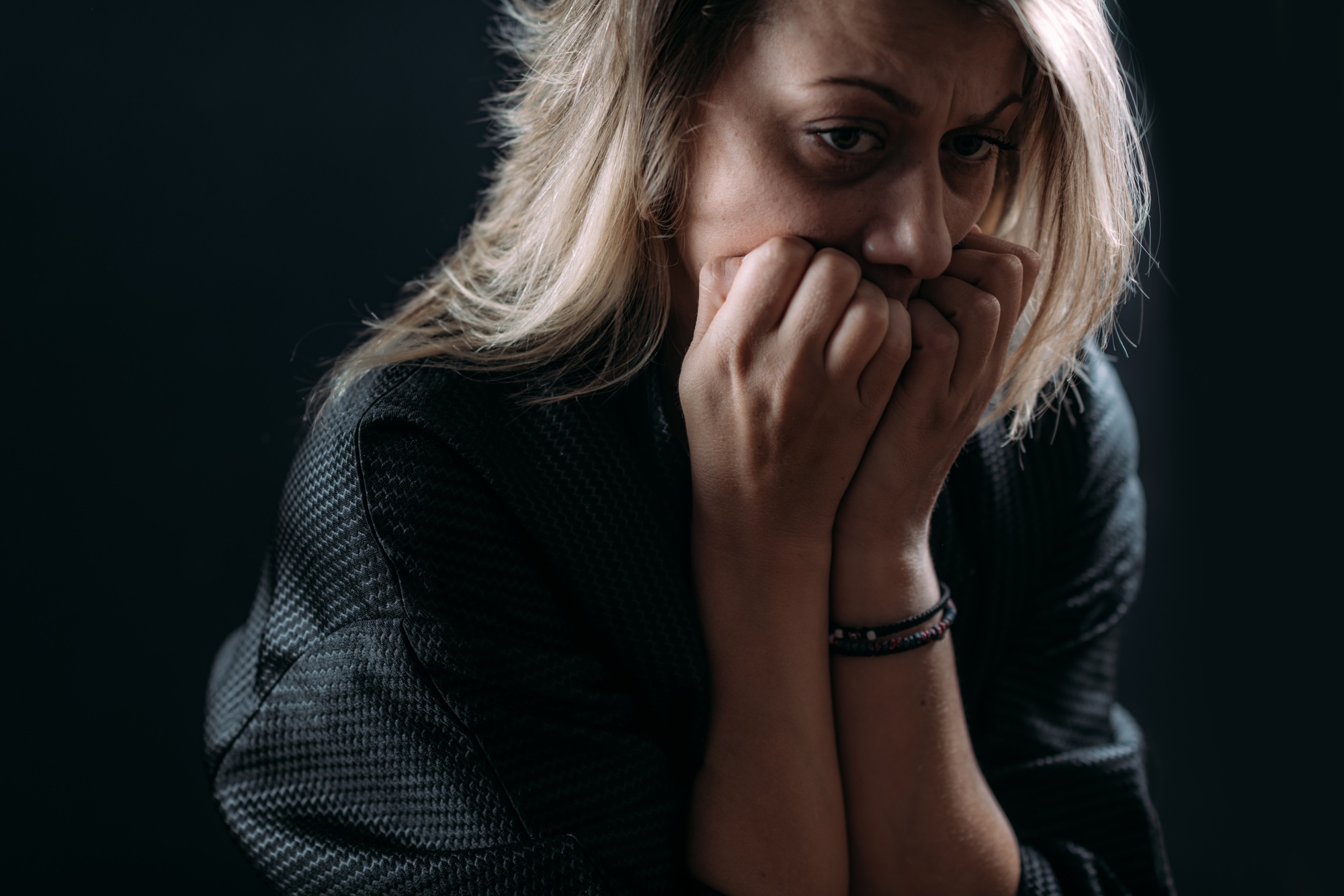 PTSD - Post Traumatic Stress Disorder. Portrait of a Troubled Woman.